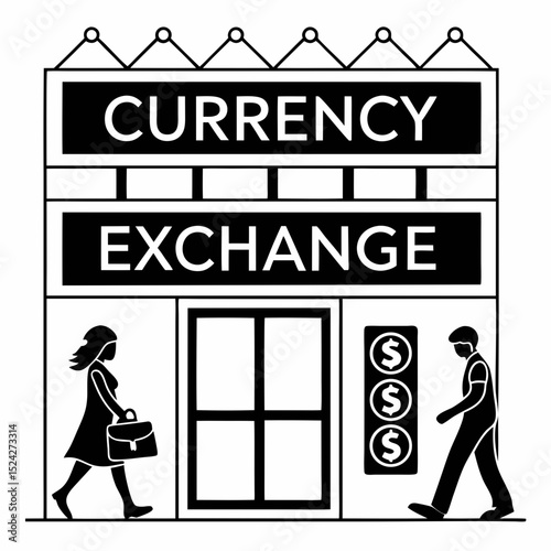 Currency exchange building isolated vector illustration