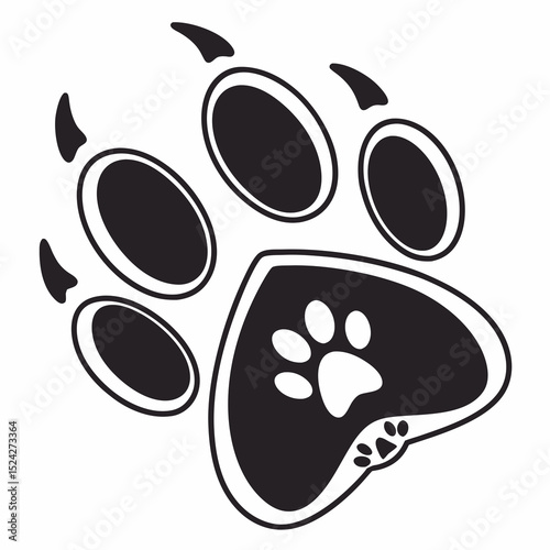 Big cat paw print with claws and small paw