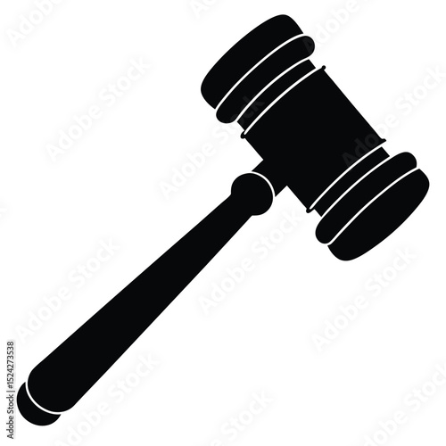 Bold Black Gavel Illustration Legal System Symbol for Justice and Law Representation
