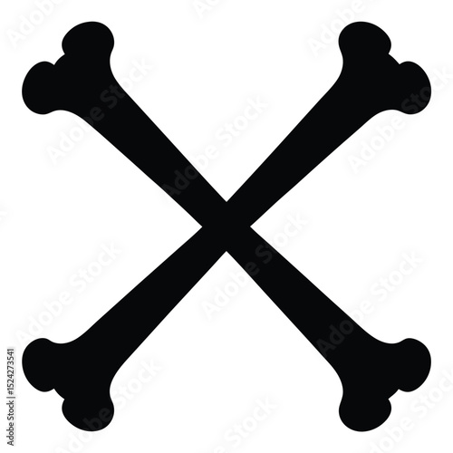 Bold Black Crossbones Icon Skull and Crossbones Symbol, Halloween Graphic, Minimalist Design