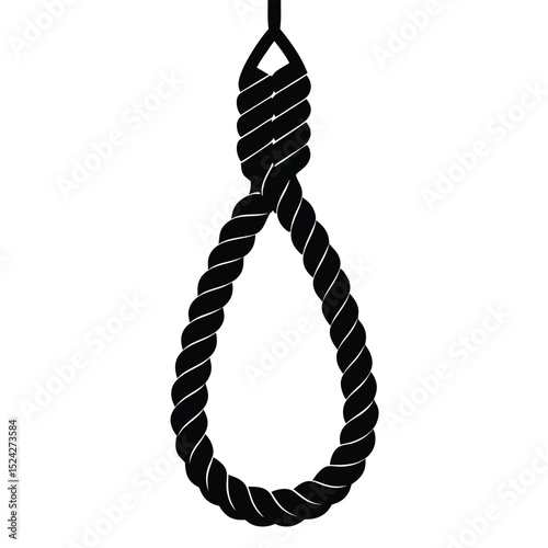 Bold Black Silhouette A Twisted Rope Design Suspended Against Bright Backdrop