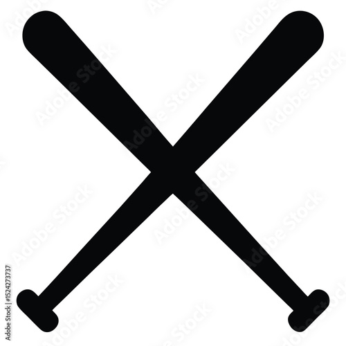 Crossed Black Baseball Bats Icon Sports Equipment, Team Logo, and Element