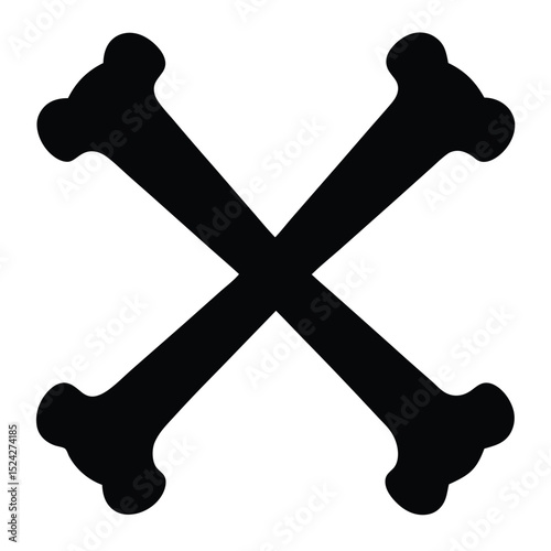 Crossed Bones Black and White Illustration for Halloween or Pirate Themes