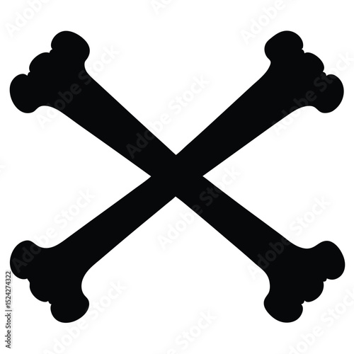 Crossed Bones Illustration Black Skull and Crossbones Symbol for Halloween Decor or Pirate Flags