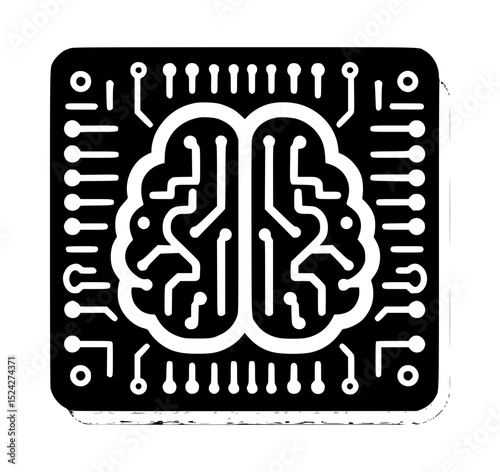 Artificial intelligence brain circuit board icon