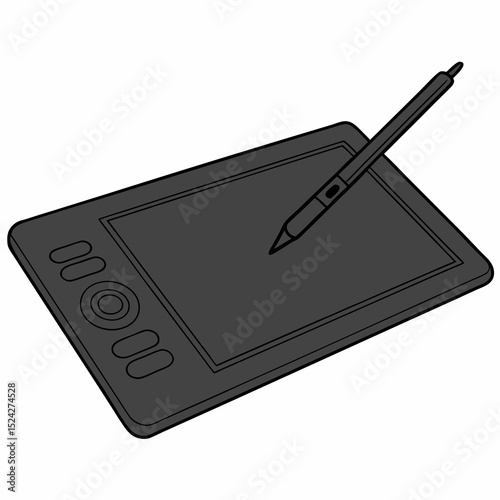 Graphics tablet with stylus pen digital art design