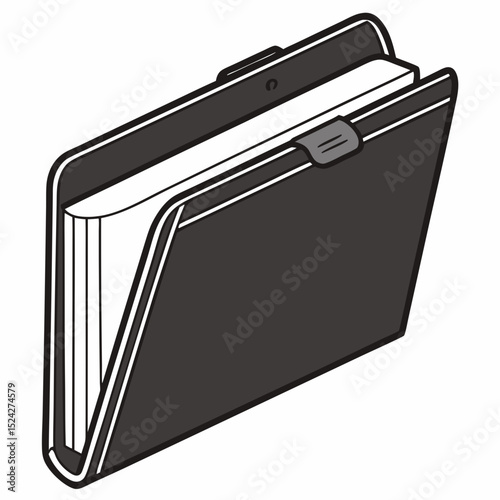 Black portfolio folder with documents inside