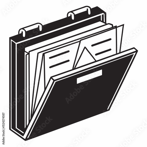 Open portable file box with documents inside