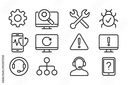 Technology and it support icons on gradient background