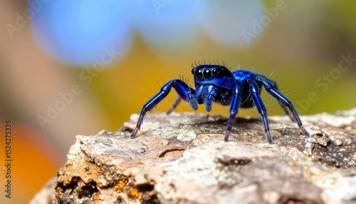 Portrait photo of Gooty Sapphire Ornamental spider with blurred background photo