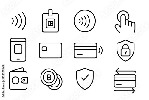Secure contactless payment icons for mobile and digital transactions