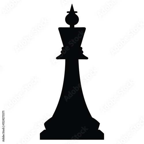 Isolated Black Chess King Silhouette Strategy Game Piece Design Element