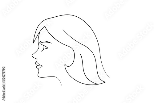 Woman profile line drawing simple elegant minimalist