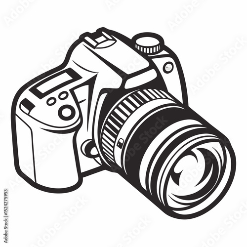 Dslr camera black and white illustration photography equipment