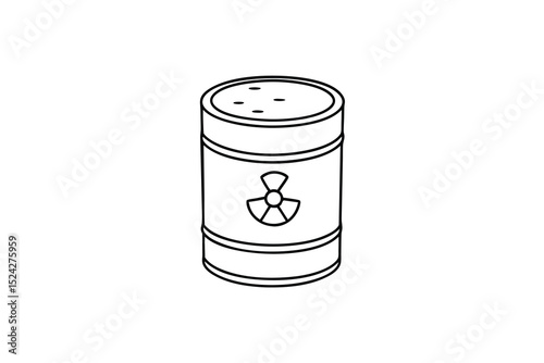 Radioactive waste barrel line drawing illustration