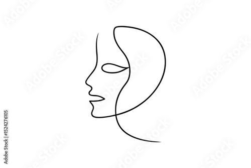 Elegant minimalist line drawing of a woman's face