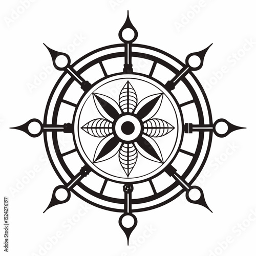 Wallpaper Mural Elegant ornate wheel design element isolated on white Torontodigital.ca