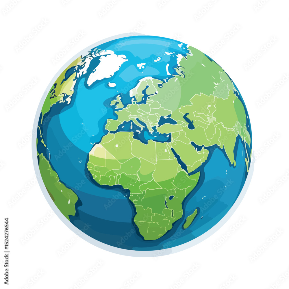 Naklejka premium Detailed Planet Earth Map Icon Illustration for Global Exploration and Geographical Concepts