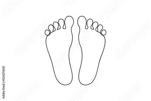 Simple line drawing of two bare feet minimalist design