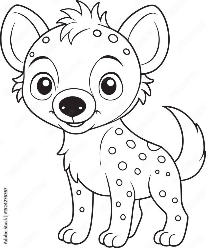 Obraz premium Cute cartoon spotted hyena standing alone looking happy