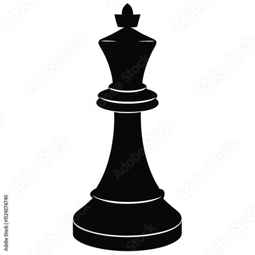 Sleek Silhouette Isolated Black Chess Queen Piece on White Background for Game Design