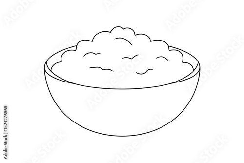 Simple line drawing of a bowl of mashed potatoes