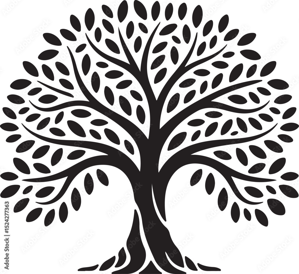 Obraz premium Stylized Tree Silhouette Vector Graphic Icon — Symbol of Growth, Nature, and Life