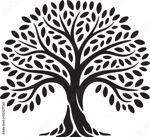 Stylized Tree Silhouette Vector Graphic Icon — Symbol of Growth, Nature, and Life