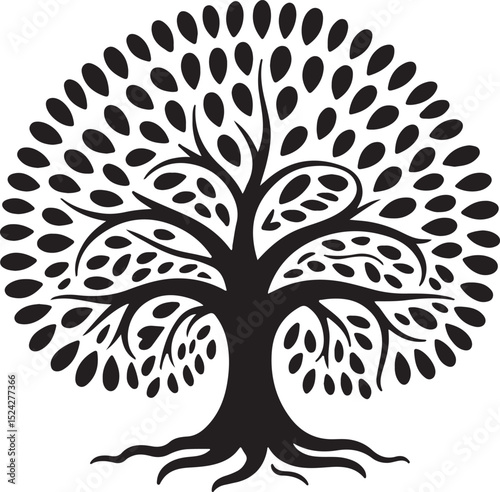 Stylized Tree Silhouette Vector Graphic Icon — Symbol of Growth, Nature, and Life