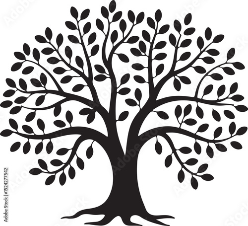 Stylized Tree Silhouette Vector Graphic Icon — Symbol of Growth, Nature, and Life