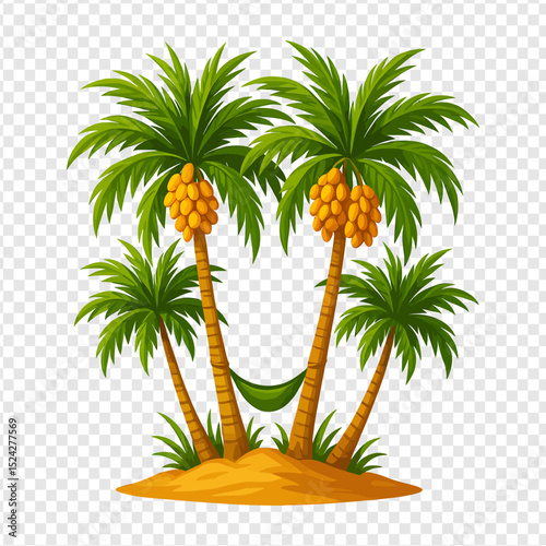 Tropical Paradise Lush Palm Trees, Golden Dates, and Hammock Serenity