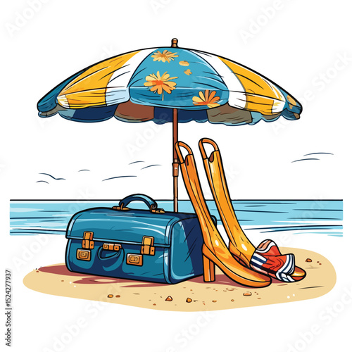 Stylish Summer Beach Accessories - Umbrella, Bag, and Flip Flop: Must-Haves for Travel