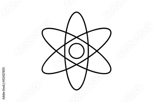Simple line drawing of an atom scientific icon