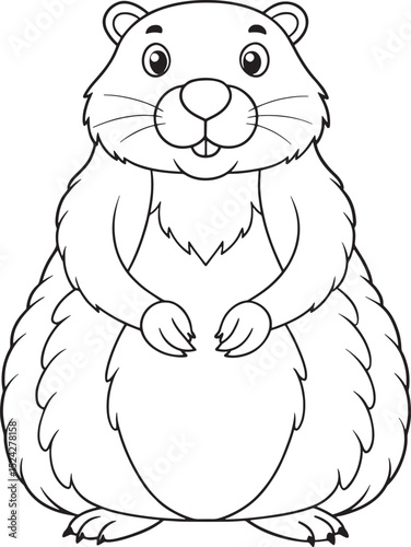 a cute cartoon groundhog coloring page for kids