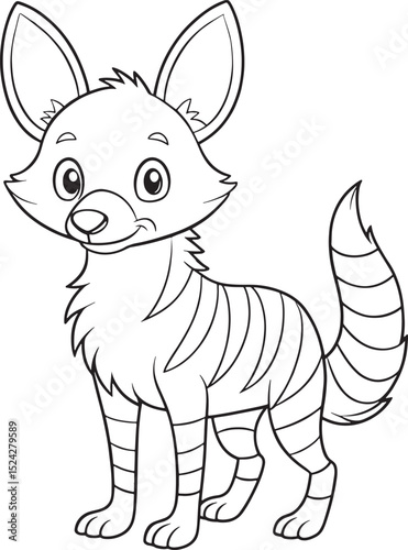 Adorable Aardwolf Cartoon Drawing For Coloring Pages Vector Illustration