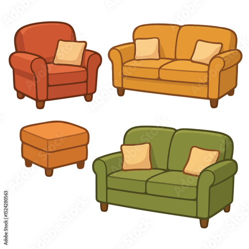 Cozy Living Room Furniture Armchair, Sofa, and Ottoman Set