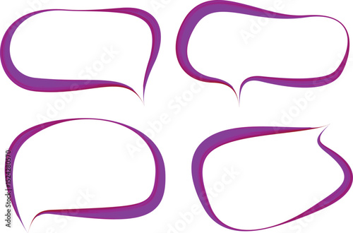 purple colorful decorative thick outline speech bubbles set