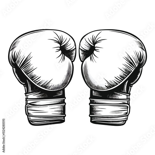 Boxing Gloves Cartoons Isolated in Black and White - Professional Vector Illustration for Sports Branding and Advertising
