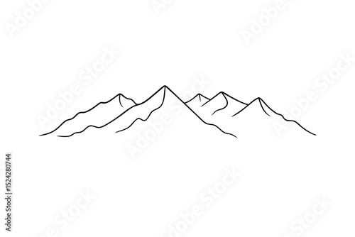 Simple line drawing of mountain range landscape