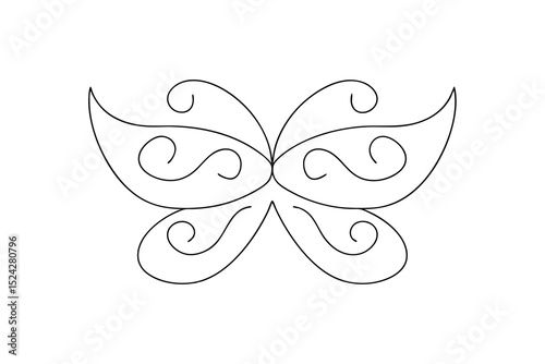 Elegant line drawing of a decorative butterfly
