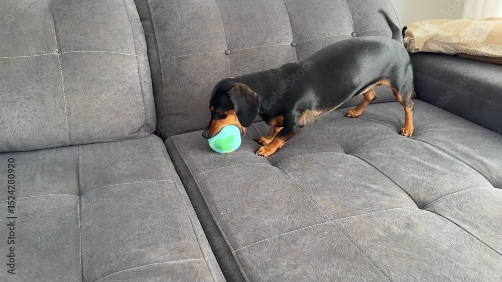 cachorro de estimação brincando com  bola 