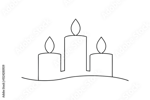 Three candles line drawing simple minimalist design
