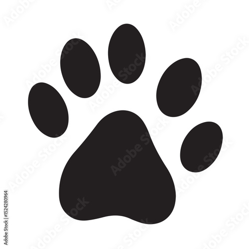 Simple black paw print graphic design element