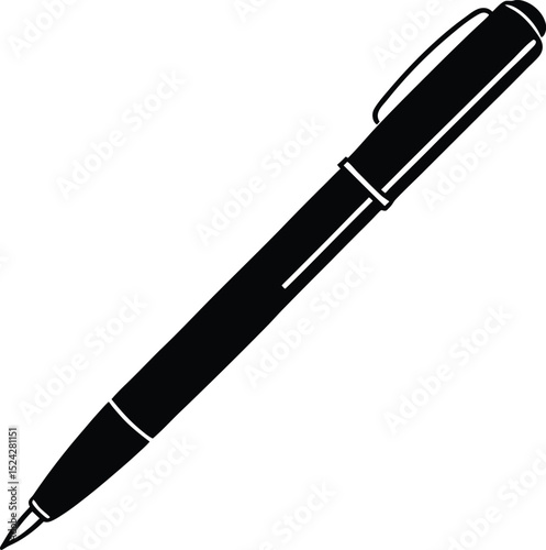 ballpoint pen icon line art vector illustration on transparent background
