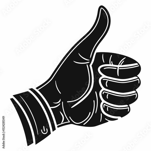 Classic black and white thumbs up hand gesture