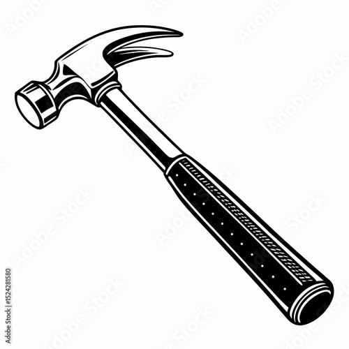 Professional claw hammer graphic design element isolated