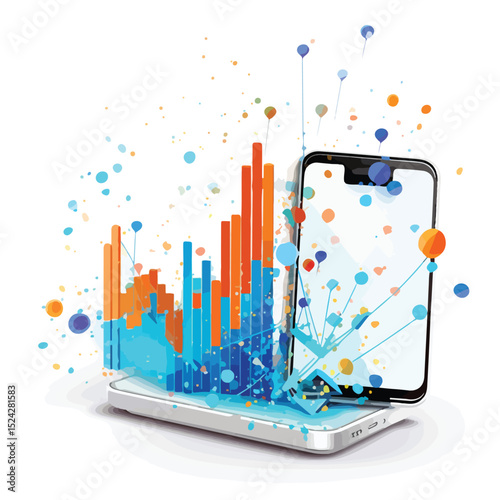 Professional mobile data usage and connectivity arrow illustration for digital marketing