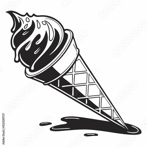Melted ice cream cone delicious summer treat