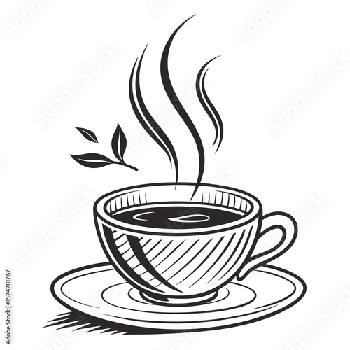 Aromatic tea cup steam rising hot drink