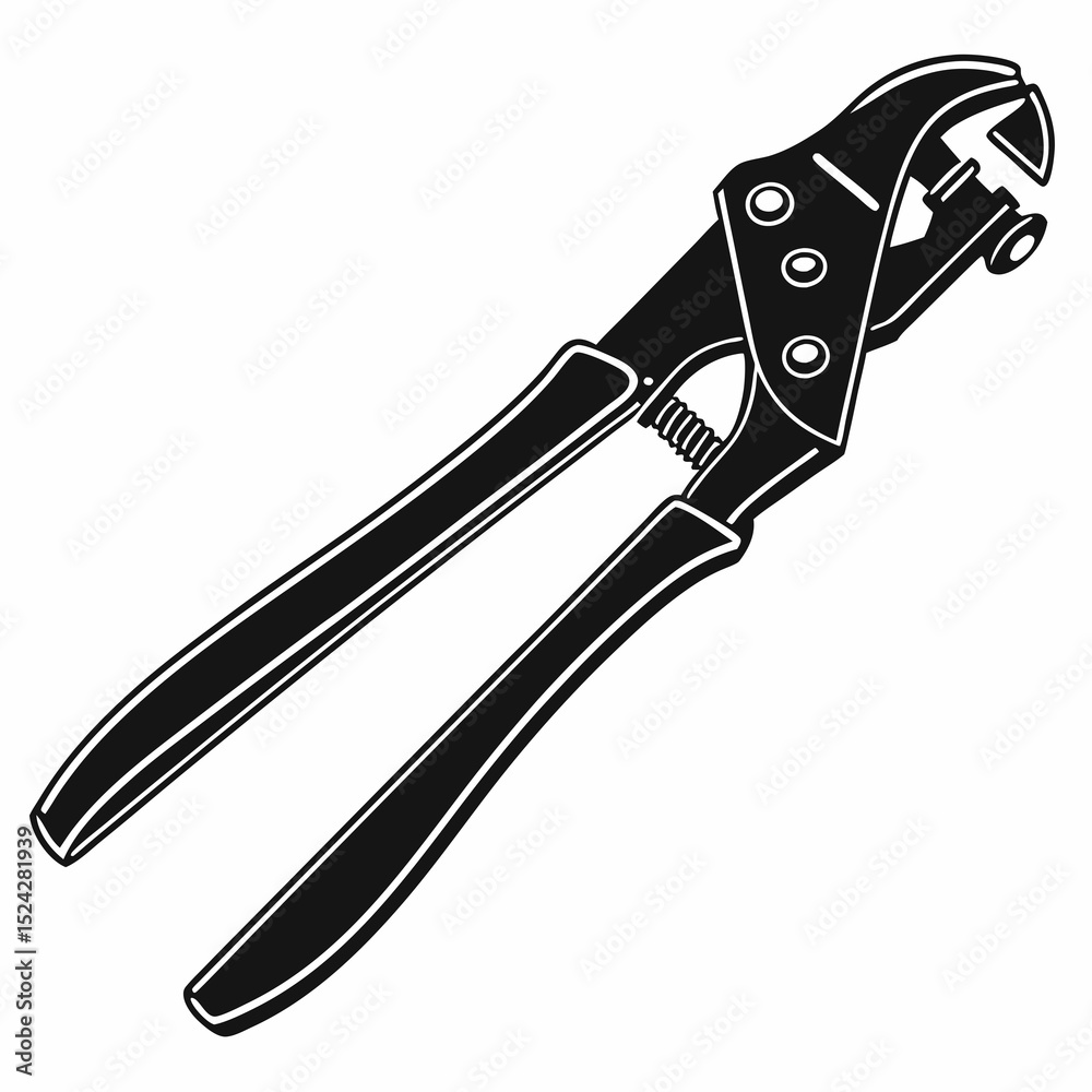 Obraz premium Black and white illustration of cable cutter pliers